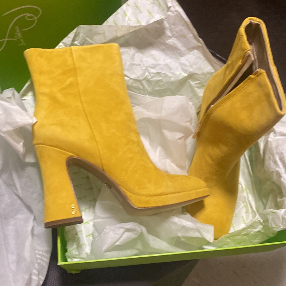 Sam Edelman Jaye Yellow suede heeled ankle boots